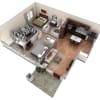 Floor plan: 2 BR Designer Courtyard Garage