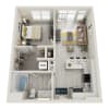 Floor plan: 1BD, 1BTH A3