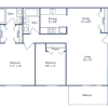 Floor plan: 2 Bedroom, 2 Bath (884 sqft.)