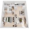 Floor plan: 1 Bed 1 Bath 600