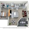 Floor plan: 1 Bedroom, 1 Bath (800 sqft.)