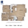 Floor plan: B2c | 2 Bed | 1 Bath | 80