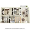 Floor plan: Three Bedroom One Bathroom