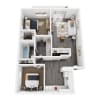 Floor plan: 2 Bed, 1 Bath