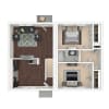 Floor plan: 2BD/1BA
