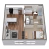 Floor plan: 1 Bed 1 Bath - 560sqft