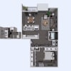 Floor plan: A3 - 726 sq ft.