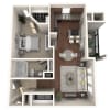 Floor plan: One Bedroom + Attached Garage
