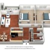 Floor plan: 2 Bedroom 1 Bath - B1
