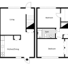Floor plan: 2 Bed, 1 Bath Townhome
