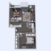Floor plan: A2 - 654 sq ft.
