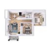 Floor plan: 2 Bed, 1 Bath