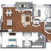Floor plan: 2 Bedroom  2 Bath (D)