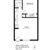 Floor plan: 1 Bedroom, 1 Bath