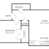 Floor plan: 1 Bed  bath 568 sq ft