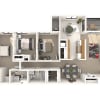 Floor plan: 3 Bedroom, 2 Bath