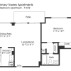 Floor plan: 1BR 1BA (710sf)