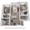 Floor plan: 2 Bedroom D