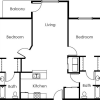 Floor plan: 2 Bed / 2 Bath 1100 sq ft