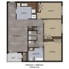 Floor plan: 3 Bedroom, 1 Bathroom - 1259 SF