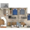 Floor plan: 3 Bedroom 2 Bath