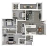 Floor plan: 3 Bedroom 2 Bath