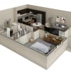 Floor plan: 1 BR Vue Courtyard