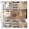 Floor plan: Raphael -  2 Bedrooms 2 Baths