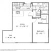 Floor plan: One Bed One Bath D and E
