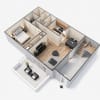 Floor plan: 1 Bedroom, 1 Bathroom