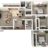 Floor plan: 3 BEDROOM 2 BATH
