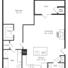 Floor plan: 1 Bedroom  1.5 Bath