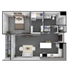 Floor plan: 1 Bedroom, 1 Bathroom 789 SF