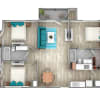 Floor plan: Three Bedroom Three Bath (1259 SF)