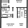 Floor plan: 1 bed/1 bath   Sunflower