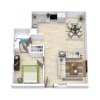 Floor plan: 1 Bed 1 Bath LP 608