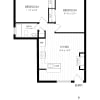 Floor plan: 2 Bedrooms, 1 Bath