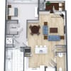 Floor plan: 1 Bed  1.5 Bath