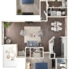 Floor plan: 2 Bed, 2 Bath B