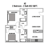 Floor plan: 2 bed 2 bath