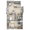 Floor plan: 2 Bedroom 2 Bathroom Without Balcony