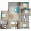 Floor plan: Four Bedroom Three Bath (1496 SF)