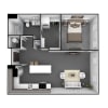 Floor plan: 1 Bedroom, 1 Bathroom 724 SF