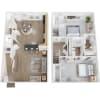 Floor plan: 2 Bed 2.5 Bath Townhome