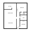 Floor plan: 2 Bed 1.5 Bath