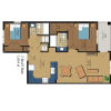 Floor plan: 2BD/2BA Courtyard-Lafayette