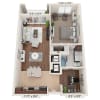Floor plan: One Bedroom with Den A1B