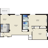 Floor plan: 2 Bedrooms + 2 Baths