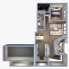 Floor plan: 1 Bedroom 1 Bathroom w/Garage