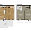 Floor plan: 2 Bed x 1.5 Bath